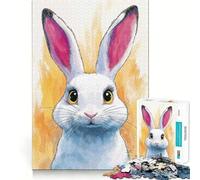 Rompecabezas de 1000 Piezas con Retrato de Conejo Blanco para Adolescentes Actividad Divertida para estimular la Mente de Alta precisión para Recortar y Relajarse (50x75cm)