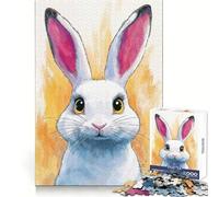 Rompecabezas de 1000 Piezas con Retrato de Conejo Blanco para Adolescentes Fomenta el Pensamiento Claro, estimula el Juego y fortalece el Encaje Un Bonito Regalo (38x26cm)