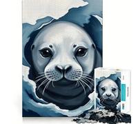 Rompecabezas de 1000 Piezas con Retrato de cría de Foca para Adultos, Juguete Inteligente, Divertido y silencioso, con Bordes Suaves, Ideal para Festivales (50x75cm)