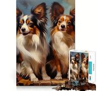 Rompecabezas de 1000 Piezas con Retrato de Dos Perros Papillon, Corte Premium, Juguete para ejercitar la Mente, Momento de Paz y diversión, Regalo de cumpleaños (50x75cm)