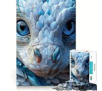 Rompecabezas de 1000 Piezas con Retrato de dragón de Ojos Azules,diseño de Corte preciso,Juguete para estimular la Mente,Juego fácil de Jugar,Regalo Ideal para cumpleaños 50x75cm