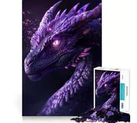 Rompecabezas de 1000 Piezas con Retrato de dragón Morado para Adolescentes, Juguete de Habilidad, Tiempo de relajación, Corte Exacto, Regalo increíble (38x52cm)