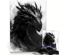 Rompecabezas de 1000 Piezas con Retrato de dragón Negro de Tairn para Adolescentes Memoria aguda, fácil relajación, Bordes limpios, Feliz Navidad (38x52cm)