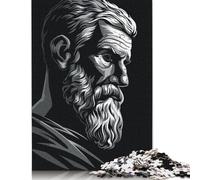 Rompecabezas de 1000 Piezas con Retrato de Epicuro para Adultos, Rompecabezas Creativo Rectangular de Madera, Amigos y Familiares, 1000 Piezas (75 x 50 cm)