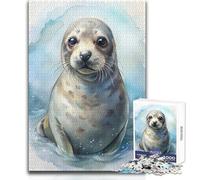 Rompecabezas de 1000 Piezas con Retrato de Foca en Acuarela, Juguetes educativos, análisis y lógica, Regalos de Amigo Secreto, tamaño 38x52cm