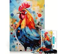 Rompecabezas de 1000 Piezas con Retrato de Gallo para Adolescentes Rompecabezas Inteligente, Juguete para Pensar, Tiempo de relajación, Corte Limpio, Regalo para Festivales (38x52cm)
