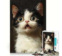 Rompecabezas de 1000 Piezas con Retrato de Gatito sorprendido para Adolescentes Ideal para ejercitar la Memoria, Relajarse y divertirse Diseño Divertido ¡Una cálida Sorpresa! 38x26cm