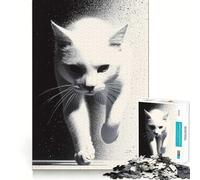 Rompecabezas de 1000 Piezas con Retrato de Gato Blanco Juguete Creativo para desarrollar la Creatividad Sistema de Cierre Seguro para Evitar Piezas Sueltas Actividad para Fortalecer los Lazos