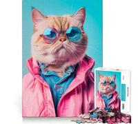 Rompecabezas de 1000 Piezas con Retrato de Gato de Estilo clásico para Adultos Juguete Inteligente para el hogar Decoración de Pared con Corte preciso (38x26cm)