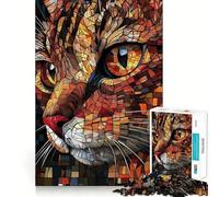 Rompecabezas de 1000 Piezas con Retrato de Gato en Mosaico,Corte Exacto,Juguete Inteligente para el Cerebro,Juego Relajante,decoración navideña (38x26cm)