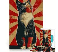 Rompecabezas de 1000 Piezas con Retrato de Gato,Estilo Arte Callejero,Ideal para divertirse resolviendo Problemas,un Juego Tranquilo para Pasar el rato (38x26cm)