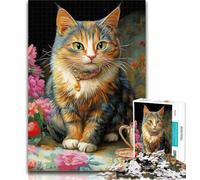 Rompecabezas de 1000 Piezas con Retrato de Gato, Ideal para Adolescentes, Ideal para aliviar el estrés, un desafío difícil, decoración única para el hogar y Regalos, 50x75cm