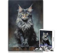 Rompecabezas de 1000 Piezas con Retrato de Gato Maine Coon para Adolescentes, Juego de Aprendizaje de Pensamiento estratégico, Regalo Ideal para Cualquier Evento, tamaño 50x75cm