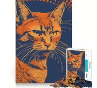 Rompecabezas de 1000 Piezas con Retrato de Gato Naranja para Adolescentes Juguete Educativo para Toda la Familia Corte de Calidad Regalo Elegante (38x26cm)