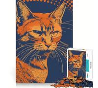 Rompecabezas de 1000 Piezas con Retrato de Gato Naranja para Adolescentes Juguete para estimular la lógica y aliviar la tensión con Bordes de Calidad Ideal para Pedir un Deseo a Santa Claus (50x75cm)