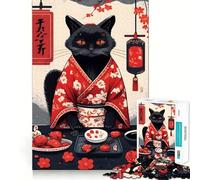 Rompecabezas de 1000 Piezas con Retrato de Gato Negro,Corte preciso,diseño Inteligente y Divertido,Ideal para el Ocio 38x26cm