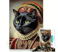 Rompecabezas de 1000 Piezas con Retrato de Gato Negro Real para Adultos Mejora la Memoria Divertido y Relajante Bordes Afilados Regalo Ideal para Las Fiestas (50x75cm)