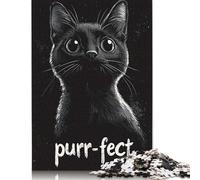 Rompecabezas de 1000 Piezas con Retrato de Gato Negro. Rompecabezas Adultos. Juguete, Regalo, Juego de desafío, Rompecabezas Creativo, decoración de Pared (75x50cm).