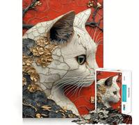 Rompecabezas de 1000 Piezas con Retrato de Gato ornamentado para Adolescentes Juguete para desarrollar la Mente Diseño Divertido y Relajante armar (50x75cm)