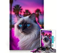 Rompecabezas de 1000 Piezas con Retrato de Gato Ragdoll para Adolescentes Juguete para ejercitar la Mente Juego de Mesa en Grupo Arte y Montaje Regalo clásico (50x75cm)