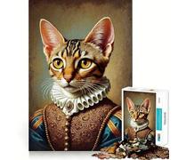 Rompecabezas de 1000 Piezas con Retrato de Gato renacentista para Adolescentes, Juego Inteligente para Jugar en Grupo, Imagen para armar, decoración de Pared (50x75cm)