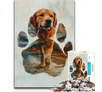 Rompecabezas de 1000 Piezas con Retrato de Golden Retriever para Adolescentes, Juegos educativos y decoración del hogar Regalos para Toda la Familia (38x26cm)