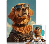 Rompecabezas de 1000 Piezas con Retrato de Golden Retriever para Adultos Ayuda a ejercitar el Cerebro Juguetes adictivos para Cultivar la Paciencia Ideal para Parejas 38x26cm