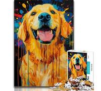 Rompecabezas de 1000 Piezas con Retrato de Golden Retriever para Adultos, Ideal para aliviar el estrés, Toda la Familia, 38x26cm