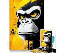 Rompecabezas de 1000 Piezas con Retrato de Gorila Enojado para Adolescentes Actividad Divertida para estimular la Mente,de Alta precisión,para Recortar y Relajarse (38x26cm)