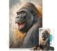 Rompecabezas de 1000 Piezas con Retrato de Gorila Sonriente para Adolescentes Juguete de lógica Clara Pasatiempo Tranquilo Corte Perfecto Regalo clásico 50x75cm