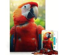 Rompecabezas de 1000 Piezas con Retrato de Guacamayo Escarlata en una exuberante Jungla para Adultos Juguete para ejercitar la lógica y el Ocio Bordes Lisos Regalo de Temporada (50x75cm)