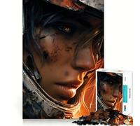 Rompecabezas de 1000 piezas con retrato de guerrera de ciencia ficción herida para adultos Divertido juego de memoria Artesanía de corte experta Actividad relajante para grupos en interiores (38x52cm)