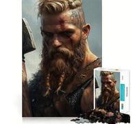 Rompecabezas de 1000 Piezas con Retrato de Guerrero Berserker Vikingo para Adultos Divertido Juego de Memoria con componentes Resistentes y de Corte Limpio aliviar el estrés 38x26cm
