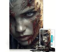 Rompecabezas de 1000 Piezas con Retrato de Guerrero herido para Adolescentes Juego de Memoria y concentración Calidad Profesional Ideal para Recortar y Relajarse en Grupo (38x26cm)