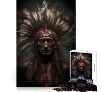 Rompecabezas de 1000 Piezas con Retrato de Guerrero Nativo Americano para Adolescentes Juguete Inteligente y Divertido Arte Coleccionable de Corte nítido (50x75cm)