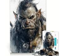Rompecabezas de 1000 Piezas con Retrato de Guerrero orco para Adultos, Juguete Que desafía la Mente, Pieza de colección de Arte de Corte de Calidad (38x26cm)
