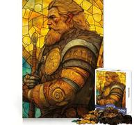 Rompecabezas de 1000 Piezas con Retrato de Guerrero Vikingo en vidriera para Adolescentes Entrenamiento Inteligente, Ocio Tranquilo, Corte Impecable, Regalo Encantador (38x52cm)