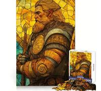 Rompecabezas de 1000 Piezas con Retrato de Guerrero Vikingo en vidriera para Adultos Ideal para el Bienestar Mental, la relajación y como Regalo Festivo (50x75cm)