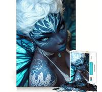 Rompecabezas de 1000 Piezas con Retrato de Hada Azul,Piezas de Ajuste preciso,Juego Divertido y Estimulante,Momento Acogedor y Divertido,decoración navideña 50x75cm