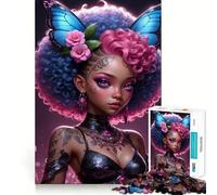 Rompecabezas de 1000 Piezas con Retrato de Hada Mariposa y Detalles Rosas Corte preciso Decoración Que estimula la lógica y el Pensamiento Juego Relajante (38x26cm)