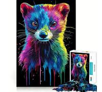 Rompecabezas de 1000 Piezas con Retrato de hurón Estilo Pop Art arcoíris para Adultos Juguete para ejercitar la Mente Imagen Suave y Relajante para armar Un Regalo Encantador (50x75cm)