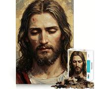 Rompecabezas de 1000 Piezas con Retrato de Jesucristo Pintado al óleo para Adolescentes Mejora la Memoria, se relaja, Tiene Bordes precisos y es un Regalo Creativo (38x26cm)