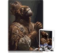Rompecabezas de 1000 Piezas con Retrato de la realeza del Rey León para Adultos y adolescentesJuego Creativo de resolución de problemasIdea de Regalo Memorable y conmovedoraTamaño 38x26cm