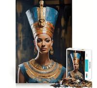 Rompecabezas de 1000 Piezas con Retrato de la Reina egipcia Nefertiti para Adultos Juguete de lógica Fina, silencioso y Divertido Bordes limpios Regalo Memorable (38x52cm)