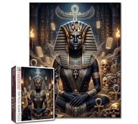 Rompecabezas de 1000 piezas con retrato de la reina egipcia para adultos, jeroglíficos egipcios, rompecabezas de esqueleto/calavera, rompecabezas de 1000 piezas, gato negro egipcio, bricolaje