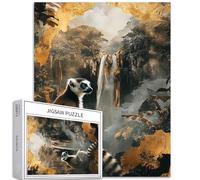 Rompecabezas de 1000 piezas con retrato de lémur para adultos, rompecabezas de arte de fondo de selva tropical, rompecabezas colorido para decoración del hogar, regalos, rompecabezas familiar
