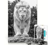 Rompecabezas de 1000 Piezas con Retrato de león Blanco Juguete Creativo para desarrollar la Habilidad Componentes Resistentes y de Corte Limpio Ideal para Viajar Juego Mental (38x52cm)