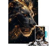 Rompecabezas de 1000 Piezas con Retrato de león Dorado para cumpleaños decoración navideña de Pared Juguete Educativo para Mayores de 14 años (50x75cm)