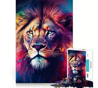Rompecabezas de 1000 Piezas con Retrato de león en Acuarela Ideal para Adolescentes Juego de concentración Mental Corte de precisión con Bordes Lisos Rellenar Calcetines navideños