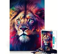 Rompecabezas de 1000 Piezas con Retrato de león en Acuarela para Adolescentes Juego de Memoria Mental Cierre Seguro sin Piezas Sueltas Ideal para Viajar Juego para ejercitar la Mente